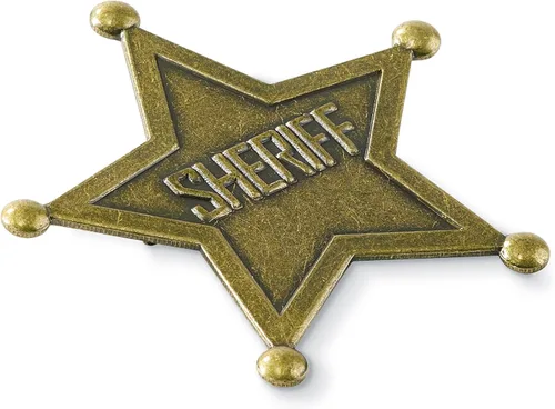 Vista 3 de Insignia del sheriff, hecha del metal, pin de la insignia de la policía, insignia de la estrella del policía occidental, accesorio del viejo oeste