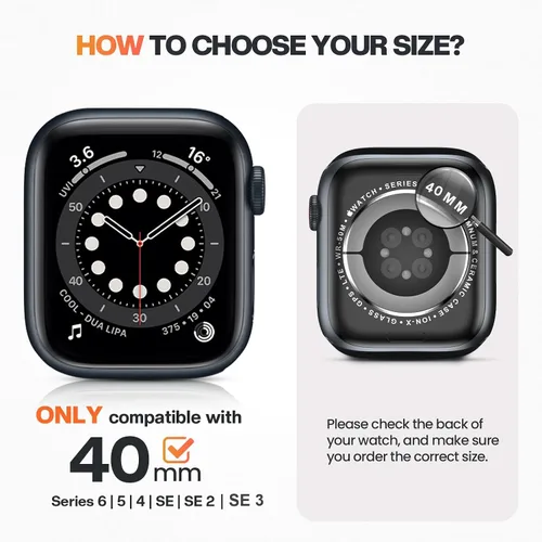 Vista 2 de Goton - Pack de 2 Fundas Bling para Apple Watch con Protector de Pantalla 40mm SE 3/2/1, Series 6/5/4, Funda con Purpurina para Mujer con Diamantes