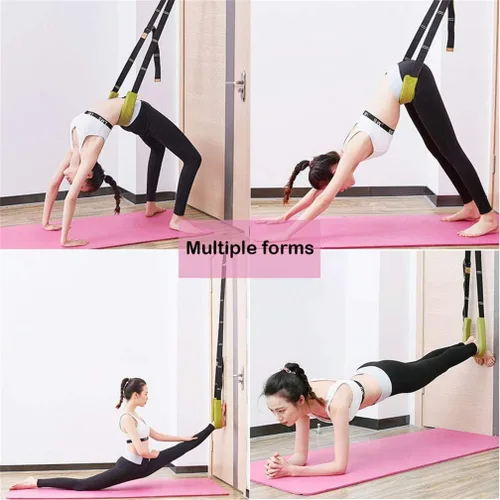 Vista 2 de Correa de estiramiento de yoga, fitness, correa de estiramiento de flexibilidad de puerta, mejora la flexibilidad de la pierna, cintura y espalda