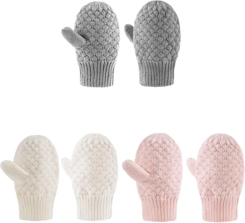 Vista 32 de Guantes de punto para bebés, niños y niñas, guantes de invierno para recién nacidos, guantes de 0 a 3 años