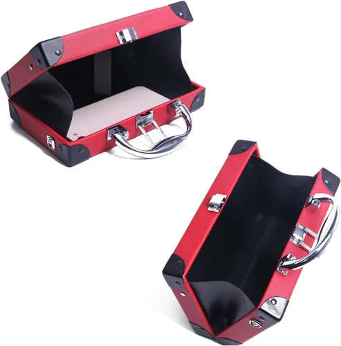 Vista 4 de KUANG! Bolso de mano retro con forma de radio para mujer, bolso de hombro elegante de noche