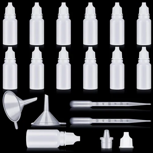 Vista 7 de Uiifan 12 botellas de plástico con cuentagotas de 0.3 fl oz, botella vacía con gotero para ojos, pequeños recipientes de líquido exprimibles