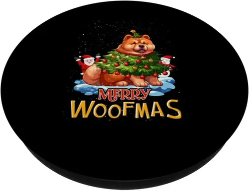 Vista 2 de Chow Chow Merry Christmas Tree Lights Dog X-Mas Dogs PopSockets Standard PopGrip
