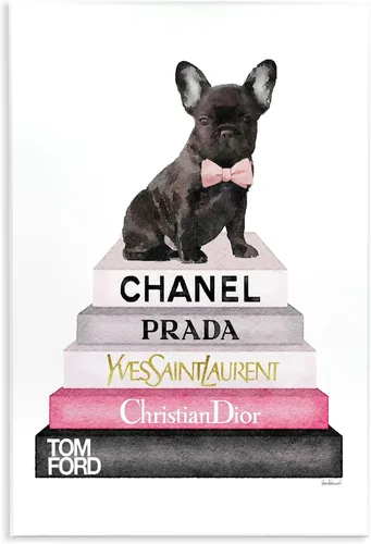 Vista 15 de Stupell Industries Fancy Boston Terrier - Estantería para perros, diseño de Amanda Greenwood Blanco