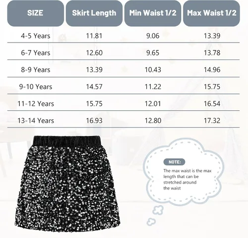 Vista 7 de Durio Vestidos de falda de lentejuelas para niñas, falda dorada metálica brillante para niños, disfraces de baile, minifaldas para adolescentes