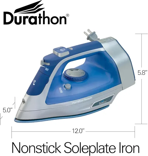 Vista 8 de Plancha de vapor Hamilton Beach con cable retráctil, con 3 formas de apagado automático & placa Durathon (19803)