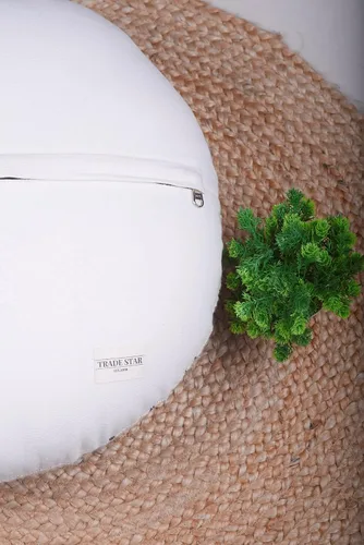 Vista 4 de Trade Star Funda de almohada india de 18 pulgadas, 100% algodón, redonda, estilo campestre, para sofá, decoración moderna para sala de estar