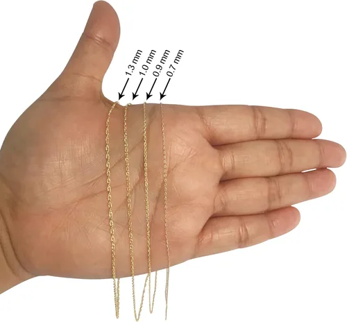 Vista 3 de Kooljewelry 10k Yellow Gold Rope Chain Barely-There Necklace (0.7 mm, 0.9 mm, 1 mm or 1.3 mm) - Thin And Lightweight
