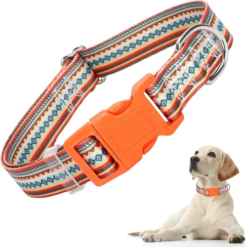 Vista 24 de Lindo collar de perro con patrones de flores verdes para perros machos y hembras, collares ajustables y cómodos para perros XS, pequeños, medianos