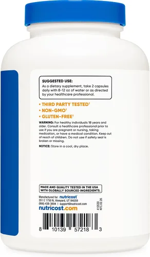 Vista 3 de Nutricost Ginseng coreano 500 mg, 240 cápsulas (2 botellas) – 1000 mg Tamaño de porción extra fuerte – Sin gluten y sin OMG