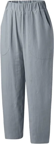 Vista 7 de Habitat - Línea de ropa para mujer, suave, color sólido, bolsillos sueltos, pantalones largos elásticos (gris, M)