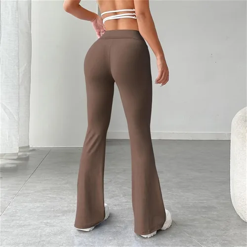 Vista 3 de TRENIS Leggings acampanados para mujer, pantalones de yoga, cintura alta, pierna ancha, gimnasio, deportes, acampanados, talla grande, pantalones