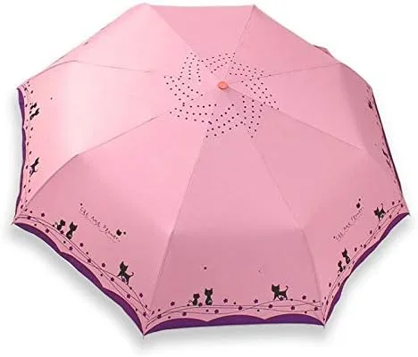 Vista 2 de Lliang Paraguas lindo gato mujer paraguas creativo dibujos animados niña paraguas automático lluvia mujeres tres plegable viaje bolsillo sombrilla