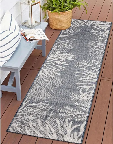 Vista 24 de Liora Manne Carmel - Alfombra decorativa de mezcla sintética para interiores y exteriores, de bajo perfil, contemporánea, decoración de peces Agua