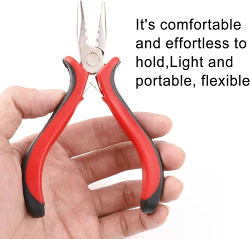 Vista 4 de Alicates para extensiones de cabello, 3 agujeros para extensiones de cabello con micro nanoanillo, abrey extracción, alicates de punta de aguja