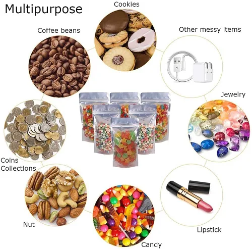 Vista 8 de Bolsas de tereftalato de polietileno, 90 unidades, 9 tamaños, 7 mil bolsas de Mylar para almacenamiento de alimentos, bolsas resellables de mylar