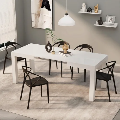 Vista 15 de Mobili Fiver, mesa extensible First, fresno negro, fabricada en Italia
