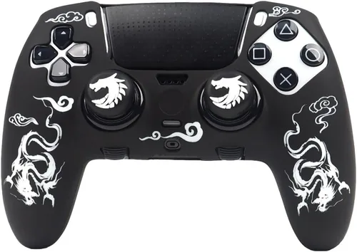 Vista 9 de RALAN Tiger - Fundas de silicona para controlador con 2 agarres para el pulgar, compatibles con PS5 Dualsense Edge Controller Play Station 5 Tigre