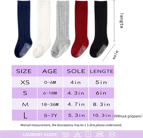 Vista 7 de CozyWay Non-Slip Knee-High Socks, Ultra-Soft Grippy Socks for Baby and Toddler Girls, Boys and All Little Ones