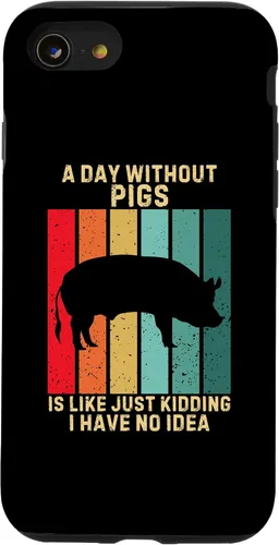 Vista 13 de iPhone 15 Vintage A Day Without Pigs I Have No Idea Animals Lover Case