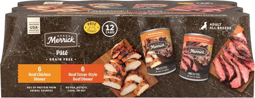 Vista 15 de Merrick Alimento enlatado natural y de primera calidad sin granos, receta húmeda suave y saludable, cena de carne de res real de Texas