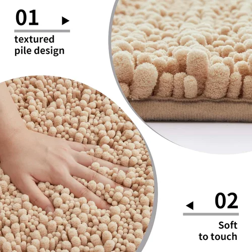 Vista 3 de Disolla Alfombra de baño pequeña, antideslizante, lavable, color beige, 17 x 24 pulgadas, súper absorbente, suave, alfombra de baño de felpilla