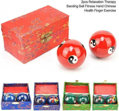 Vista 5 de Xiaokeis 2 pelotas de Baoding, bolas chinas para ejercicio de salud, balón de mano de masaje de meditación con caja, pelota de ejercicio de mano