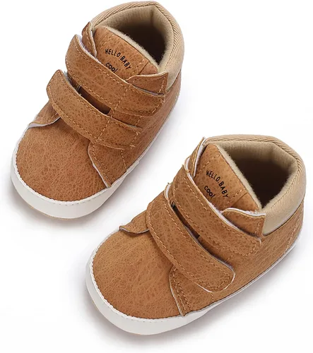 Vista 5 de SOFMUO Zapatos deportivos para bebés, niños y niñas, de piel sintética, antideslizantes, suela de goma suave, botines de vestir para niños pequeños