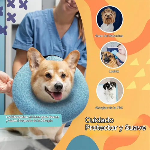 Vista 4 de Big Ant Collar inflable protector para perros y gatos, cono suave para perros después de la cirugía, collar de dona para cuello de perro, collar