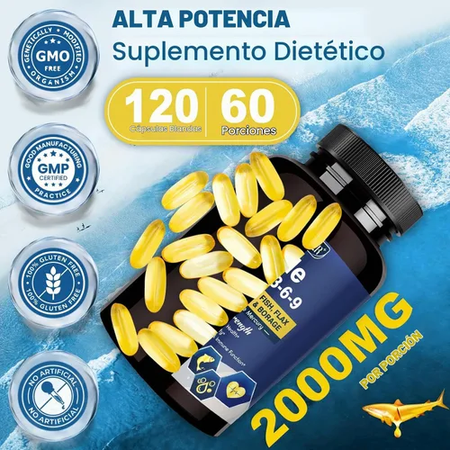 Vista 7 de DRFOSTER Triple Omega 3-6-9 Aceite de pescado 2000 mg con vitamina E, 120