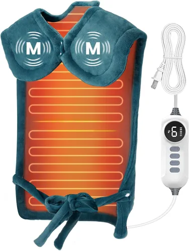 Vista 3 de DAILYLIFE Almohadilla térmica con masajeador para cuello y hombros, almohadillas térmicas eléctricas portátiles para aliviar el dolor de espalda
