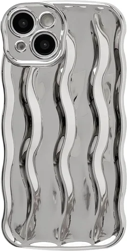Vista 9 de Caseative - Funda para iPhone 14, color verde Patrón de ondulación de agua Marco de onda rizada suave