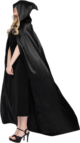 Vista 4 de Myir JUN Capa unisex con capucha, disfraz de Halloween, con capucha, longitud completa, para Halloween, Navidad, disfraces