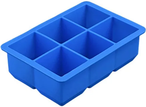 Vista 6 de Bandeja de cubitos de hielo de silicona con forma cuadrada, molde para cubitos de hielo de 6.5 x 4.5 x 2.0 in, grado alimenticio, 6 barras de 02