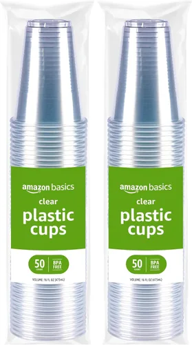 Vista 11 de Amazon Basics Pequeños vasos desechables de plástico transparente, 9 onzas, 100