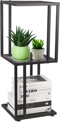 Vista 6 de Soporte para plantas de interior de 29 pulgadas, esquina de 3 niveles con estante de malla de metal resistente, moderno soporte decorativo