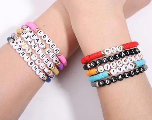 Vista 2 de Korotho Taylor Lover Fearless Reputation Red 1989 Speak Now Midnights Pulsera para Eras Music, Taylor Album Inspirado Pulseras Set Swiftie Outfit