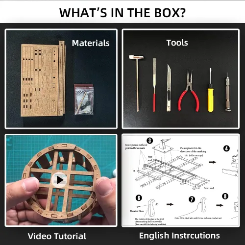 Vista 5 de Mini contrapeso Trebuchet con ruedas Europa Medieval Siege Carro Catapulta Armas DIY 3D Rompecabezas de madera Kits de modelos mecánicos Proyectos