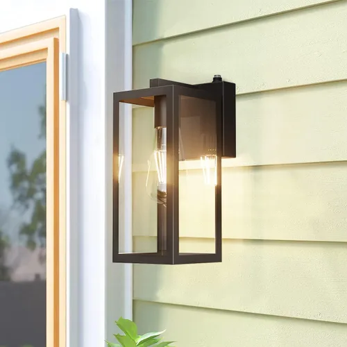 Vista 8 de Aipsun Farol de pared para exteriores con sensor de atardecer a amanecer, aplique de pared exterior negro, soporte de pared para exteriores
