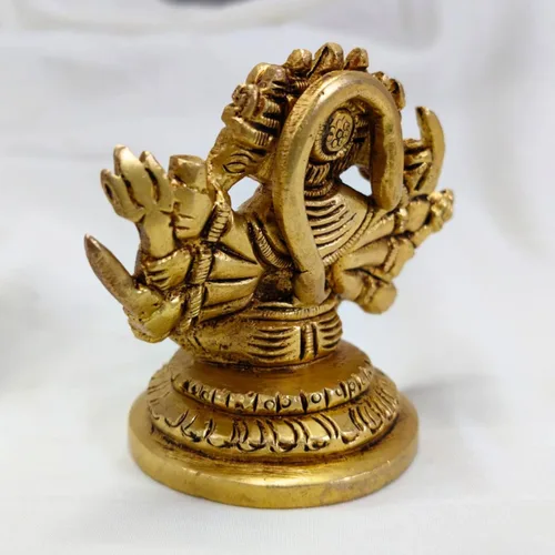 Vista 6 de Estatua Panchmukhi Hanuman de latón de 2.75 pulgadas – Señor Bajrangbali de latón decorativo adoración dioses hindúes decoración figura de regalo