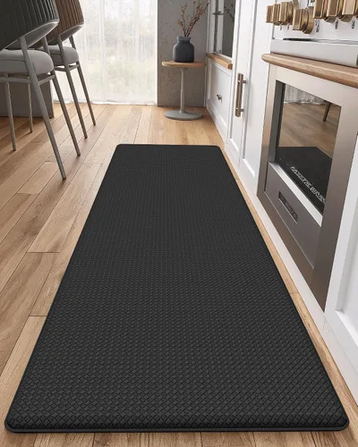 Vista 34 de Color&Geometry - Tapete antifatiga acolchado para la cocina para el piso - 24"x94", ancho, fácil de limpiar, a prueba de agua y aceite, Negro