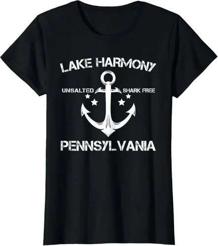 Vista 47 de Playera divertida de Lago Harmony Pennsylvania para acampada o pesca Negro
