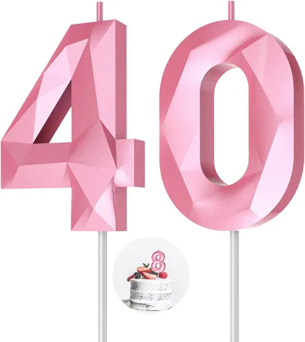 Vista 175 de Velas de cumpleaños con números (0 velas negras), forma de diamante 3D, decoración de pastel de feliz cumpleaños para niños y hombres, cumpleaños
