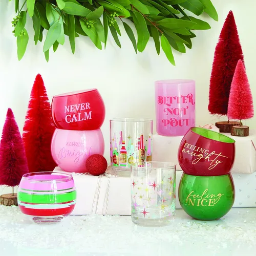 Vista 2 de Slant Collections Holiday - Vaso de cóctel doble a la antigua, 12 onzas, Better Not Pout