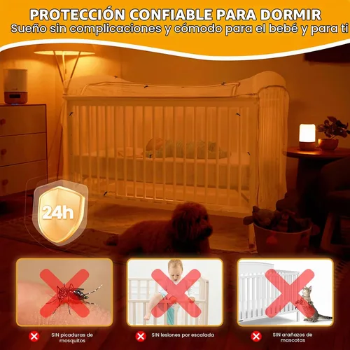 Vista 2 de Orzbow Toldo para cuna – Funda para cuna para evitar que el bebé salga, protege de trepar y, insectos, mosquitos, mosquitero cifrado para bebé