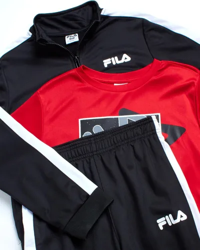 Vista 3 de Fila Conjunto deportivo deportivo para niños, sudadera de tricot de 3 piezas, pantalones deportivos, camisa, ropa deportiva para niños (8-12)