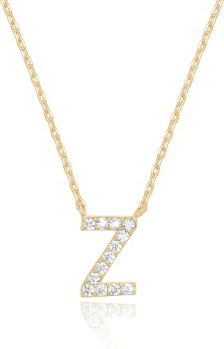 Vista 64 de PAVOI 14K White Gold Plated Cubic Zirconia Initial Necklace Letter Dainty Necklaces for Women