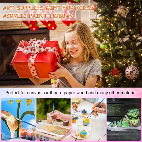 Vista 4 de Juego de 2 mini pintura acrílica, 12 colores, tiras de pintura acrílica para adultos, kit de pintura de 28 piezas, almacenamiento de tiras