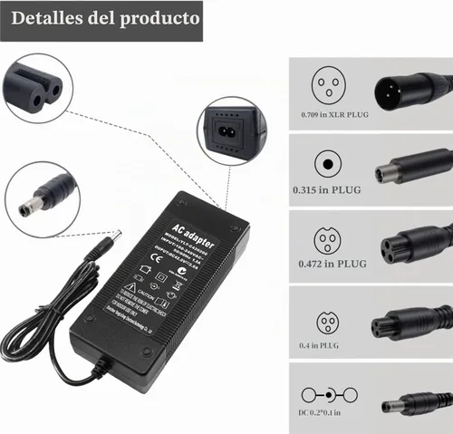 Vista 2 de Carga de 42 V y 2 A con enchufes 5 en 1 para batería de litio de 36 V 10S, batería de litio universal de repuesto de cargador rápido, compatible