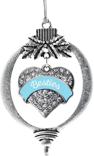 Vista 66 de Inspired Silver Adornos festivos de dije de corazón pave de plata con circonitas cúbicas